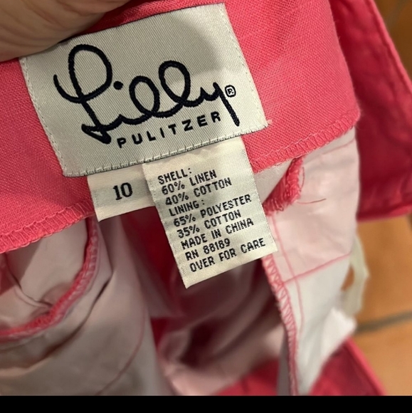 Lilly Pulitzer Preppy Resort Wear Hot Pink Flat Front Linen/Cotton Pants, 10! - Picture 5 of 11